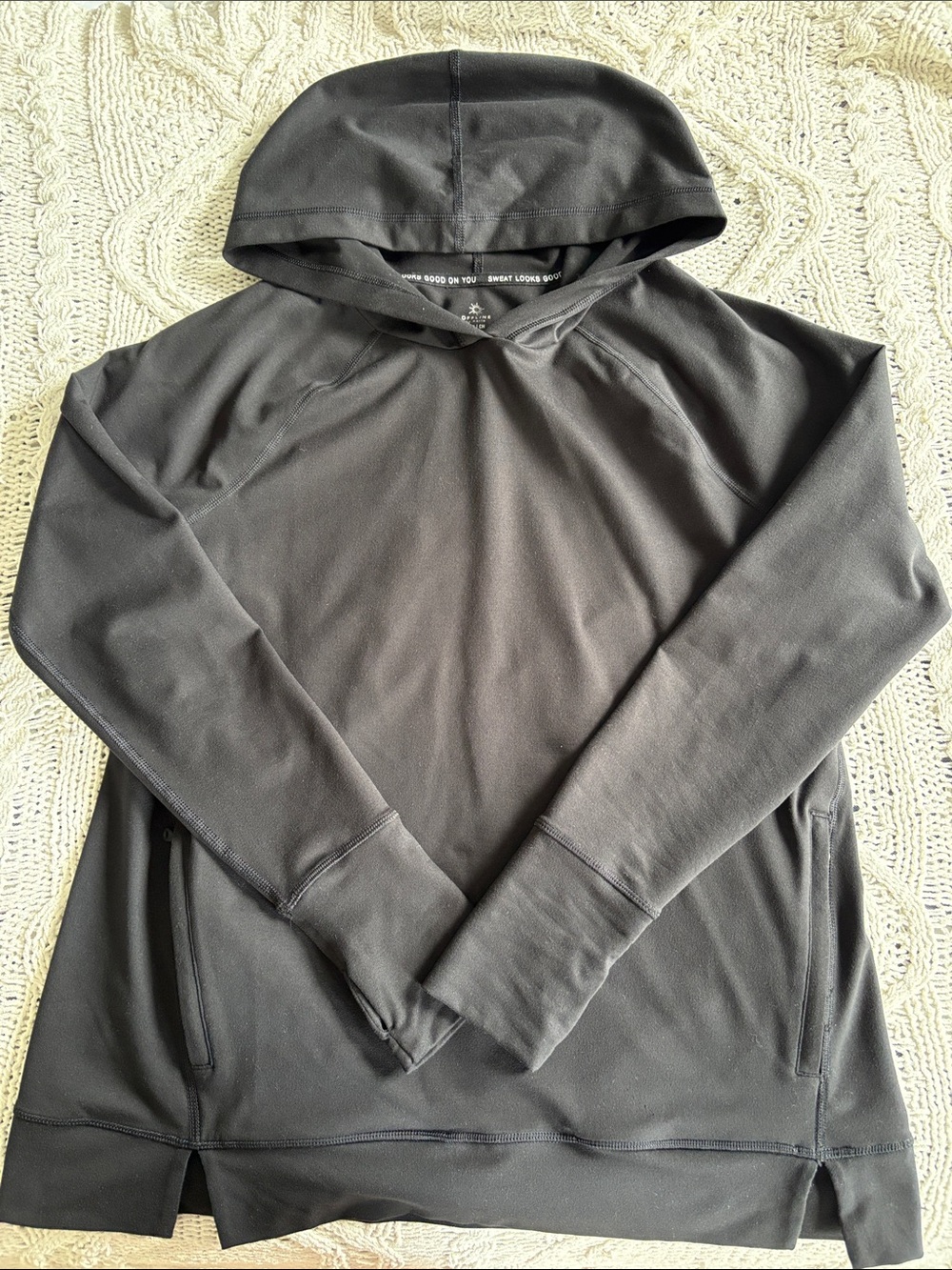 Aerie Black Hooded Pullover Sweatshirt